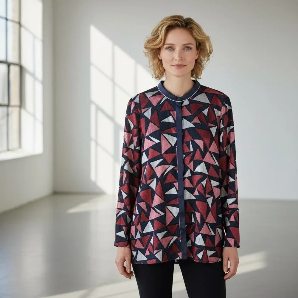 Lafayette 148 New York Desra Burnout Geometric Tunic Top Size XXL - Picture 2 of 8